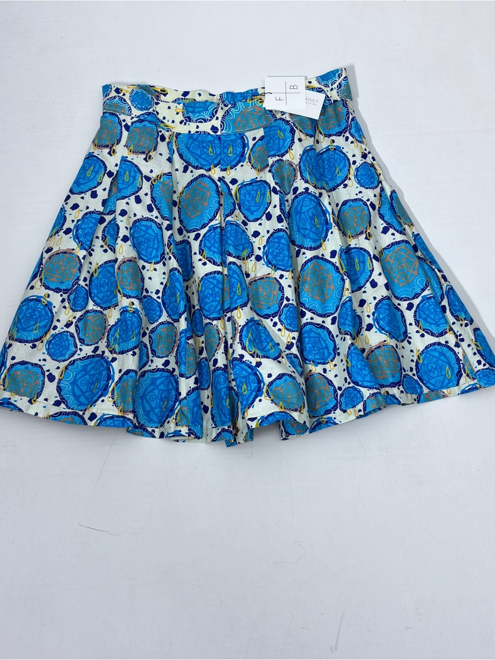 Francis + Benedict African Made A-Line Skirt with Blue Medallion Print medium